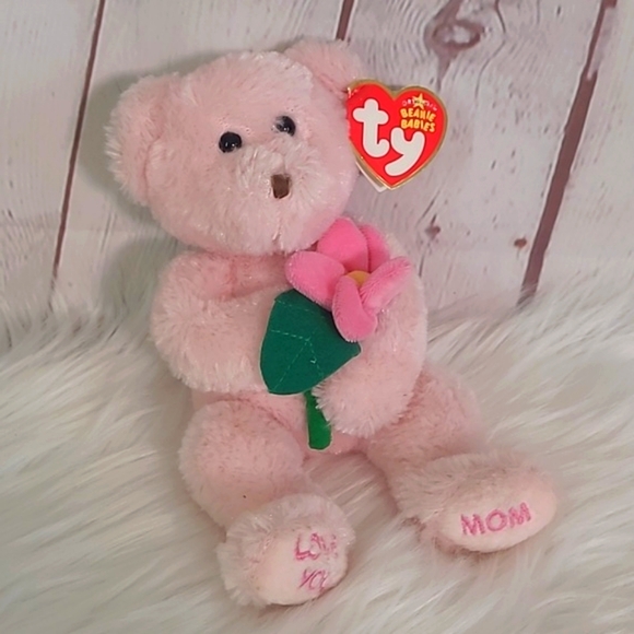 Y2K TY Beanie Baby Pink Love You Mom Mother's Day Bear Plush Stuffed Animal Toy - Picture 14 of 14